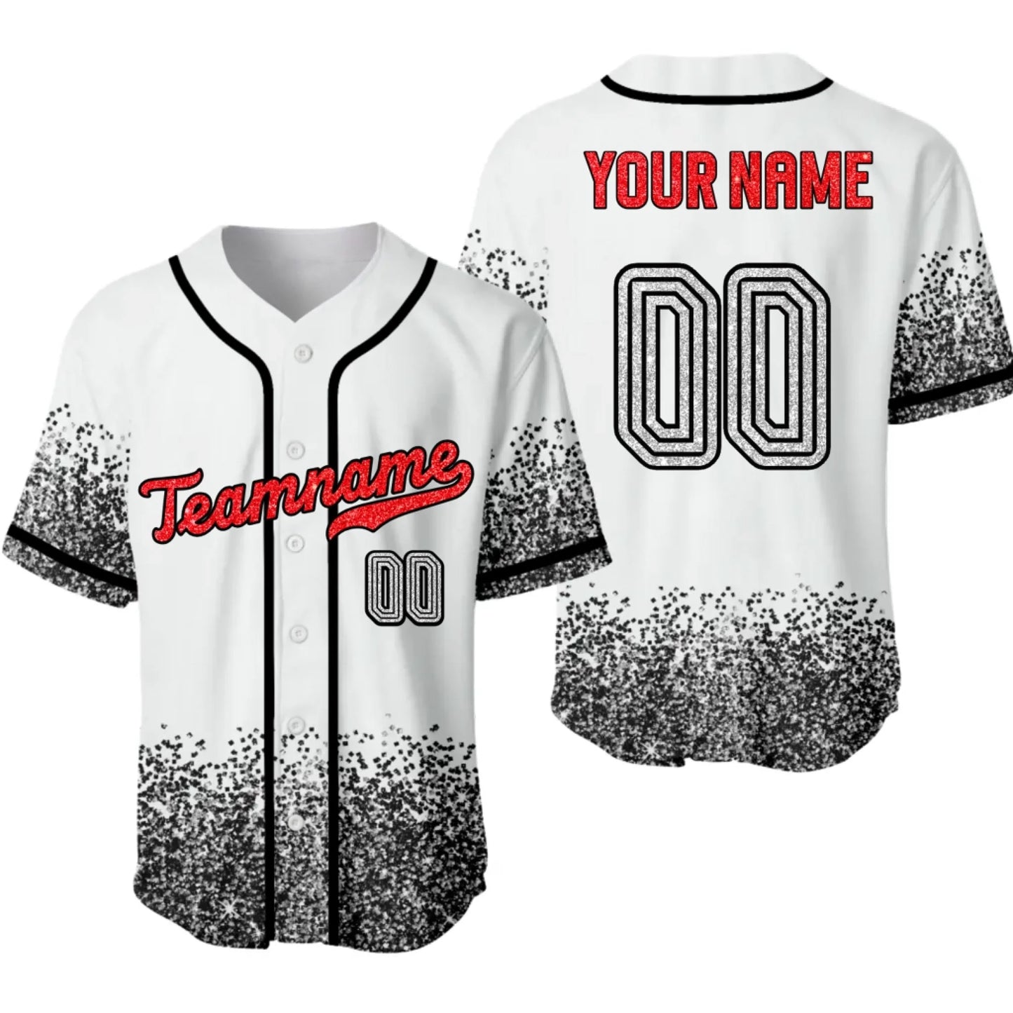 Custom Baseball Jersey – Personalized Glitter Printed Baseball Jersey with Name & Number-4