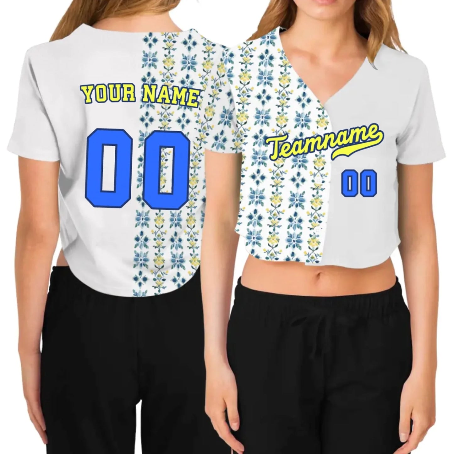 Custom Mediterranean Cropped Baseball Jersey – Personalized Cropped Baseball Jersey For Teen Girl Women-1