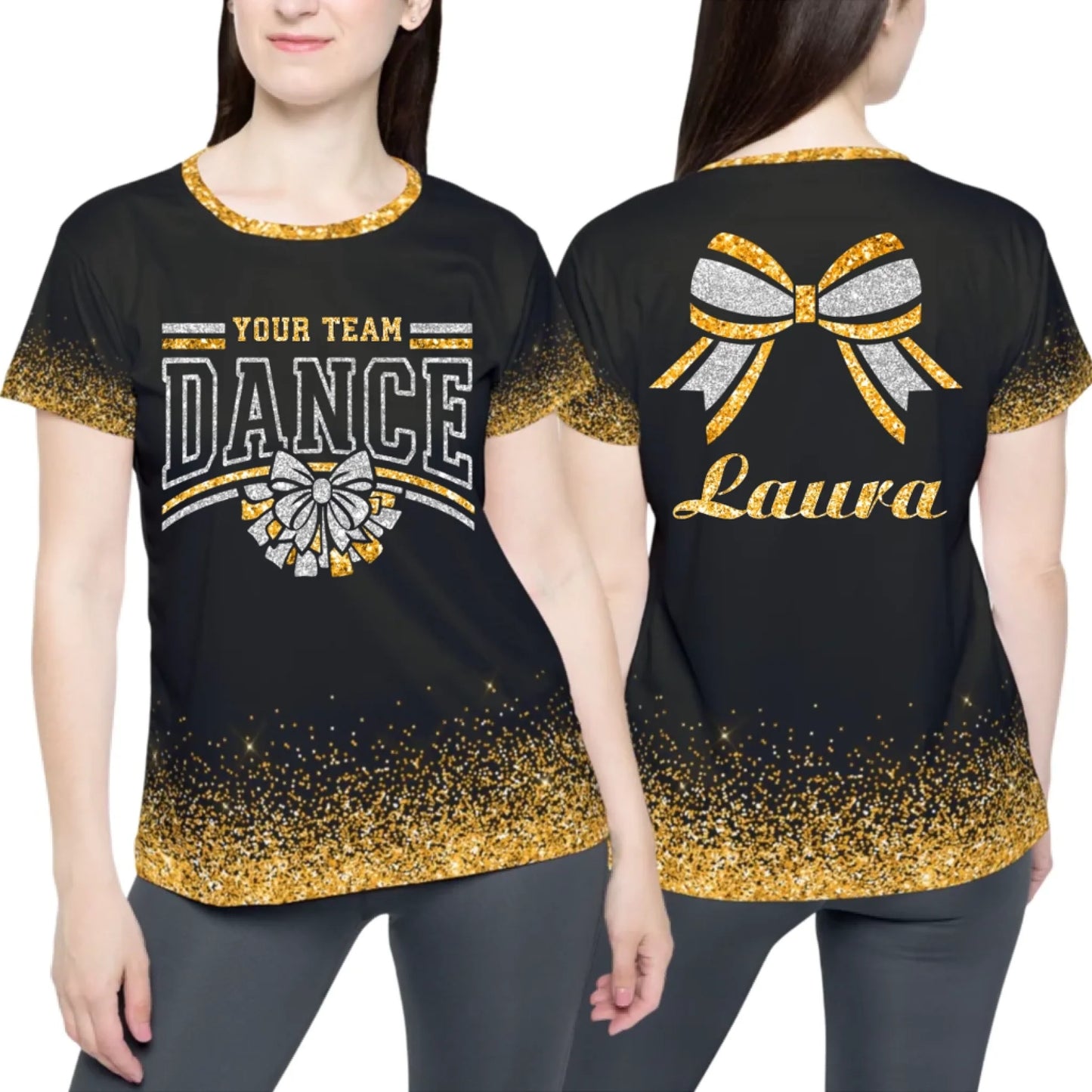 Personalized Glitter Dance Team Name Shirt - Custom Dance Shirt with Name & Colors-1