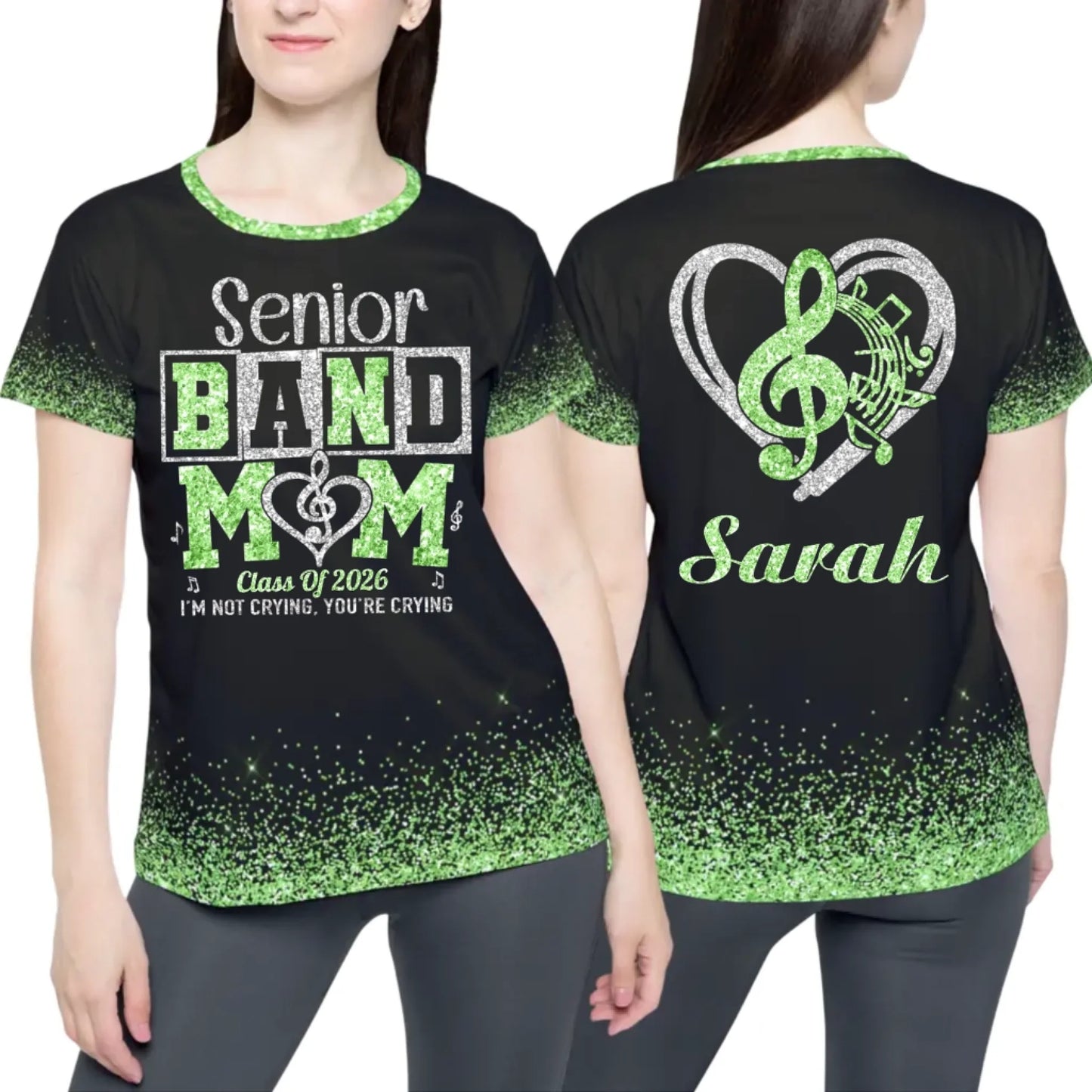 Personalized Glitter Senior Band Mom Shirt – Custom Senior Marching Band Mom Shirt with Name-4