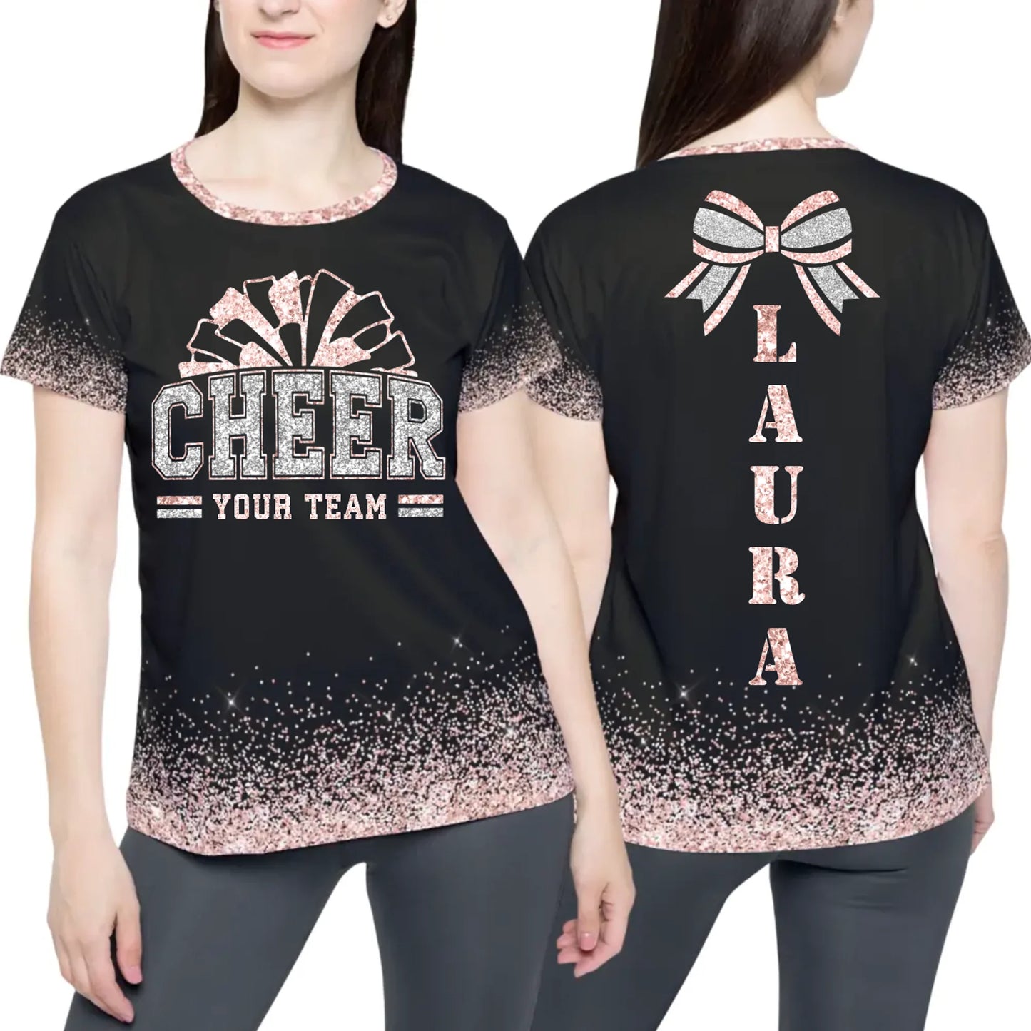 Personalized Glitter Cheer Team Shirt – Custom Cheer Team Shirt with Team Name & Colors