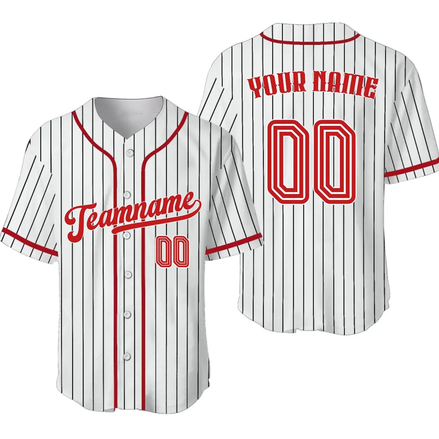 Custom Baseball Jersey Pinstripe Team Name & Number – Personalized Jersey for Men, Women, Youth & Kids