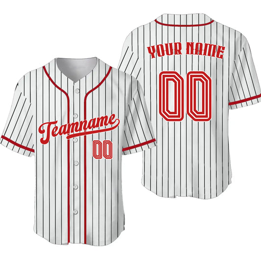 Custom Baseball Jersey Pinstripe Team Name & Number – Personalized Jersey for Men, Women, Youth & Kids