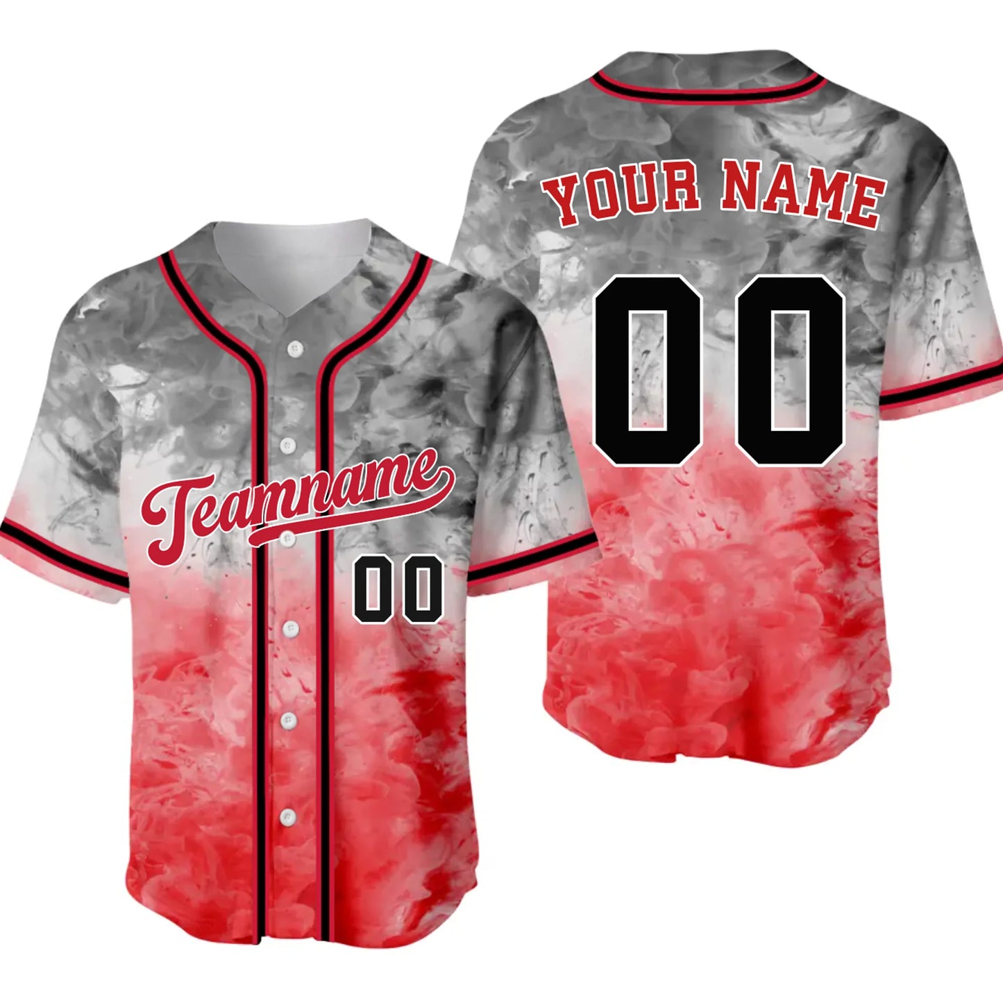 Custom Baseball Jersey Smoke Pinstripe Team Name & Number – Personalized Baseball Jersey for Men, Women, Youth & Kids
