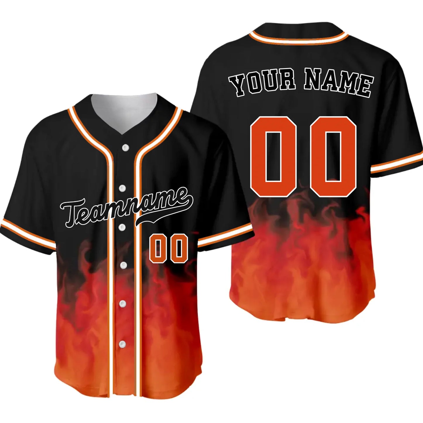 Custom Baseball Jersey Fire with Name & Number – Personalized Baseball Jersey for Men, Women, Youth & Kids