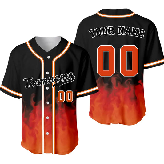 Custom Baseball Jersey Fire with Name & Number – Personalized Baseball Jersey for Men, Women, Youth & Kids