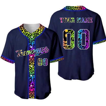 Custom Baseball Jersey Neon Leopard with Name & Number – Personalized Baseball Jersey for Men, Women, Youth & Kids