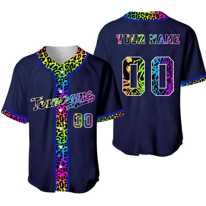 Custom Baseball Jersey Neon Leopard with Name & Number – Personalized Baseball Jersey for Men, Women, Youth & Kids-3