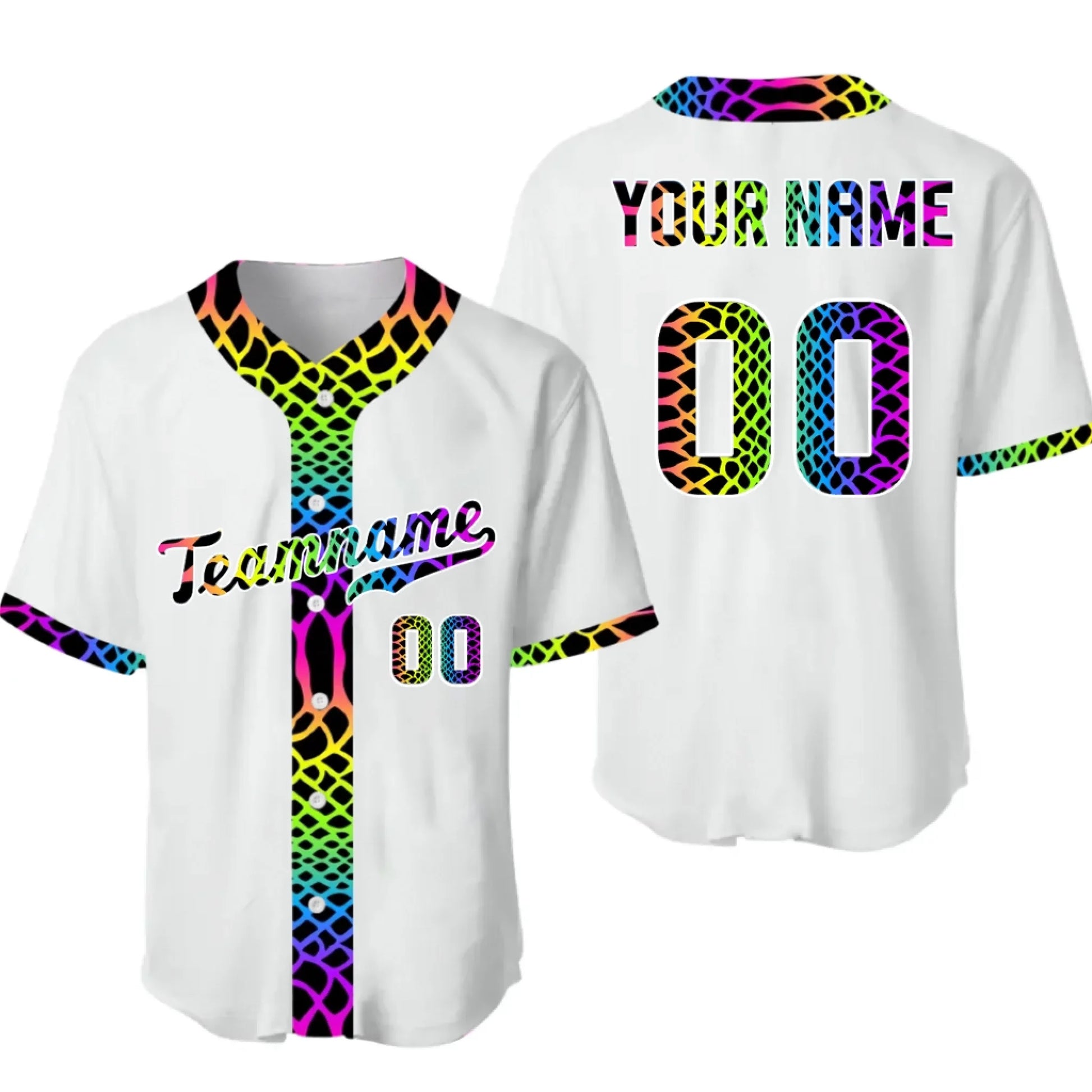 Custom Baseball Jersey Neon Leopard with Name & Number – Personalized Baseball Jersey for Men, Women, Youth & Kids-4