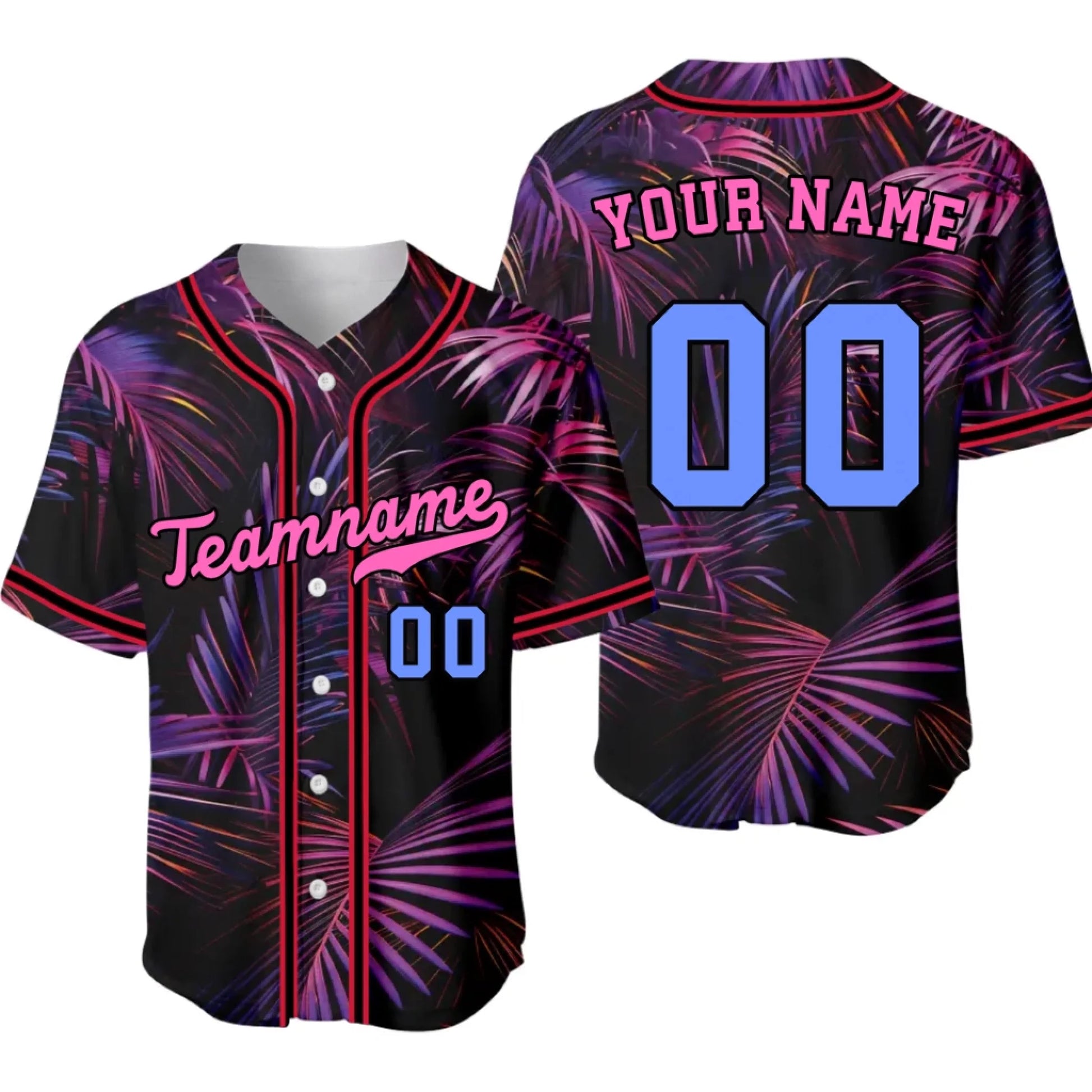 Custom Neon Jungle Baseball Jersey with Name & Number – Personalized Neon Jungle Baseball Jersey-1