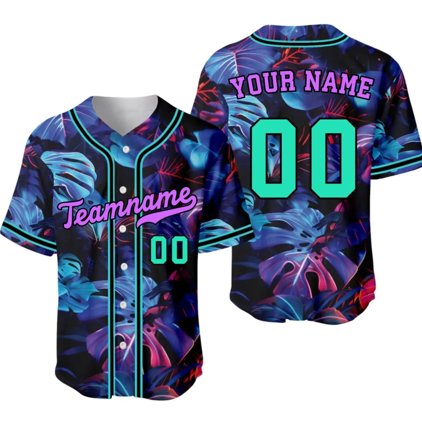 Custom Neon Jungle Baseball Jersey with Name & Number – Personalized Neon Jungle Baseball Jersey