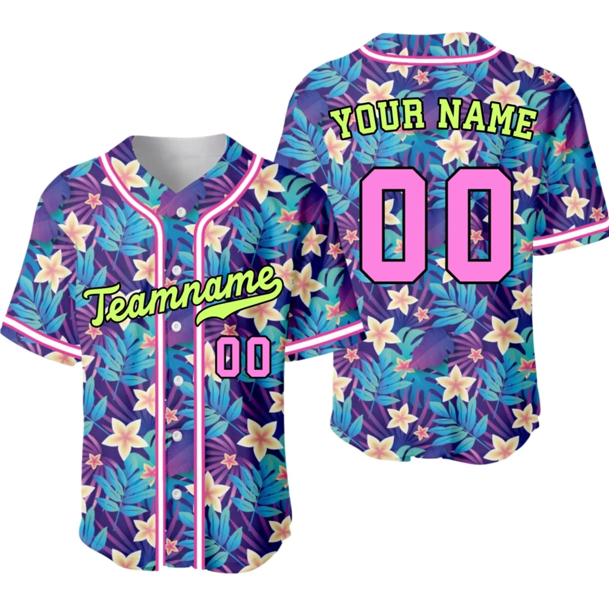 Custom Neon Jungle Baseball Jersey with Name & Number – Personalized Neon Jungle Baseball Jersey-4