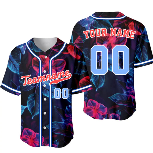 Custom Neon Jungle Baseball Jersey with Name & Number – Personalized Neon Tropical Baseball Jersey