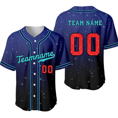 Custom Baseball Jersey – Personalized Gradient Glitter Printed Baseball Jersey with Team Name & Number