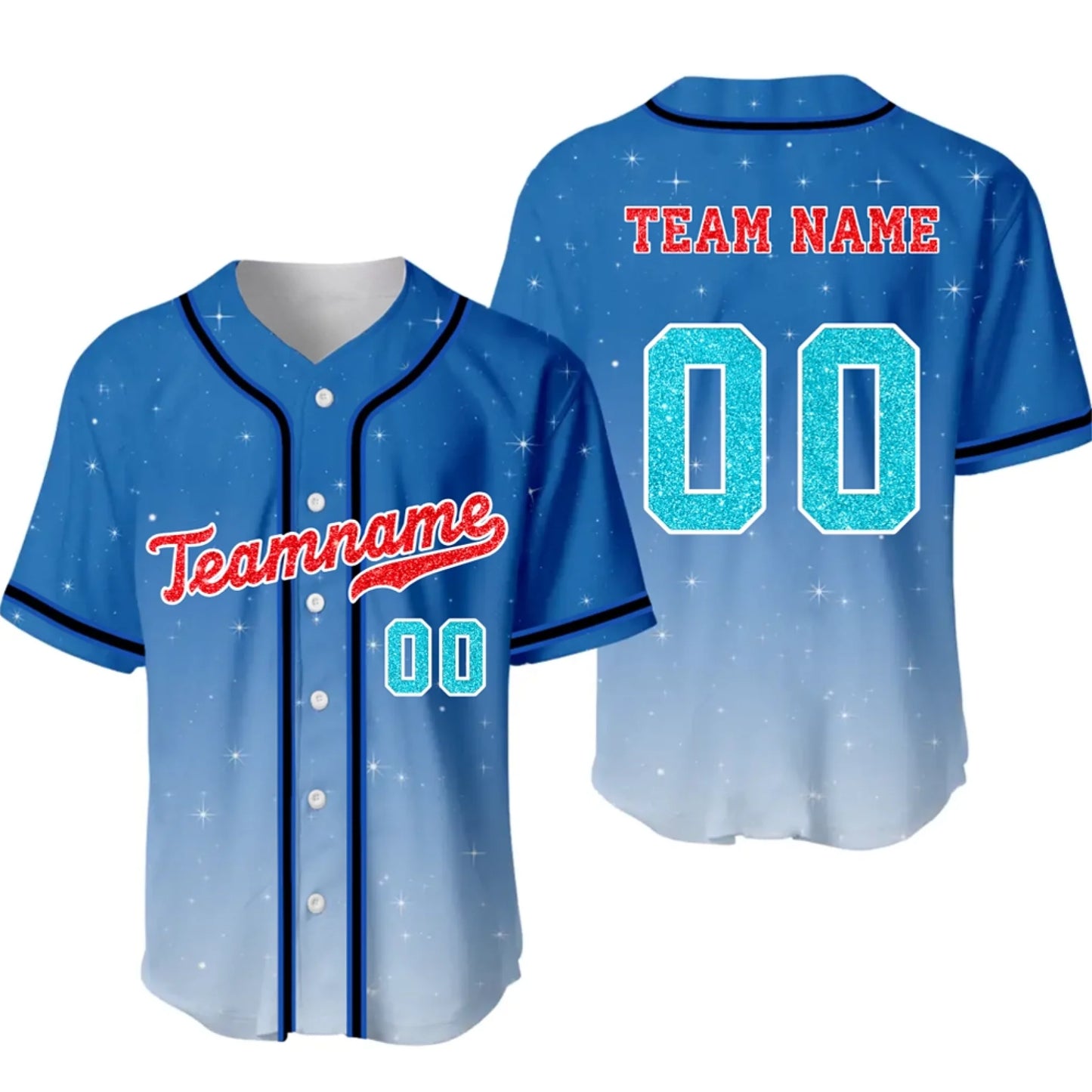 Custom Baseball Jersey – Personalized Gradient Glitter Printed Baseball Jersey with Team Name & Number-3