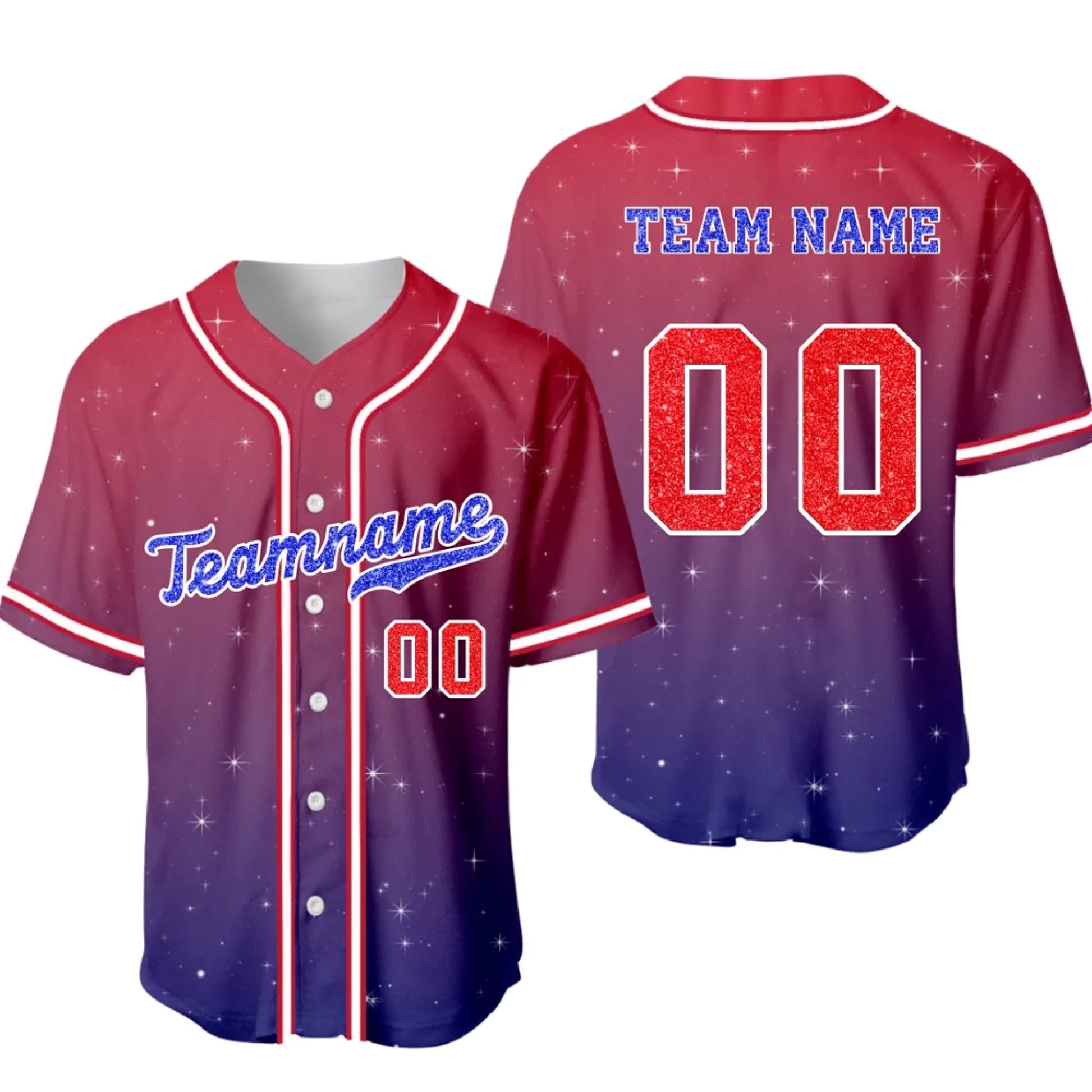 Custom Baseball Jersey – Personalized Gradient Glitter Printed Baseball Jersey with Team Name & Number-2