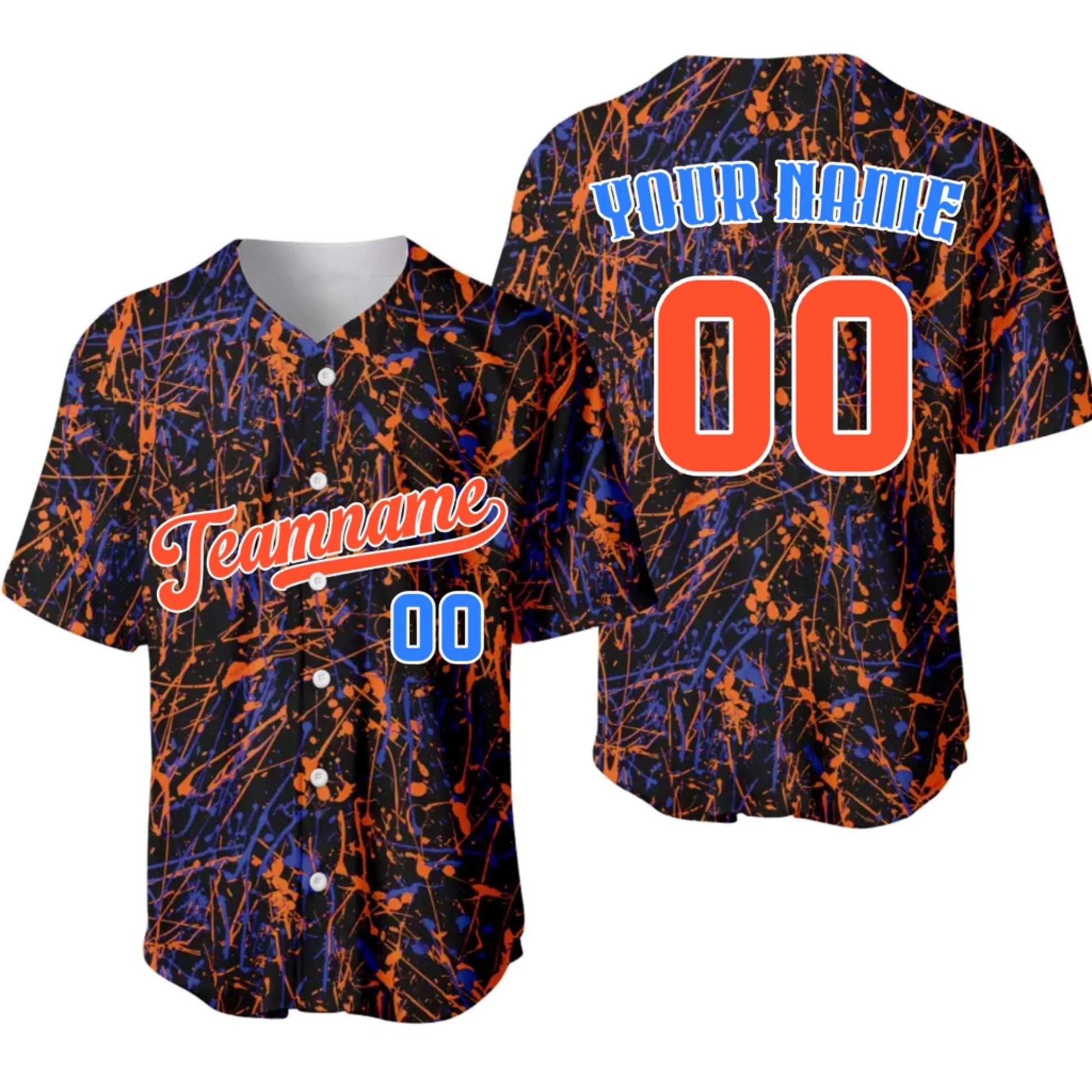 Custom Paint Splatter Baseball Jersey – Personalized Baseball Jersey with Team Name & Number-6