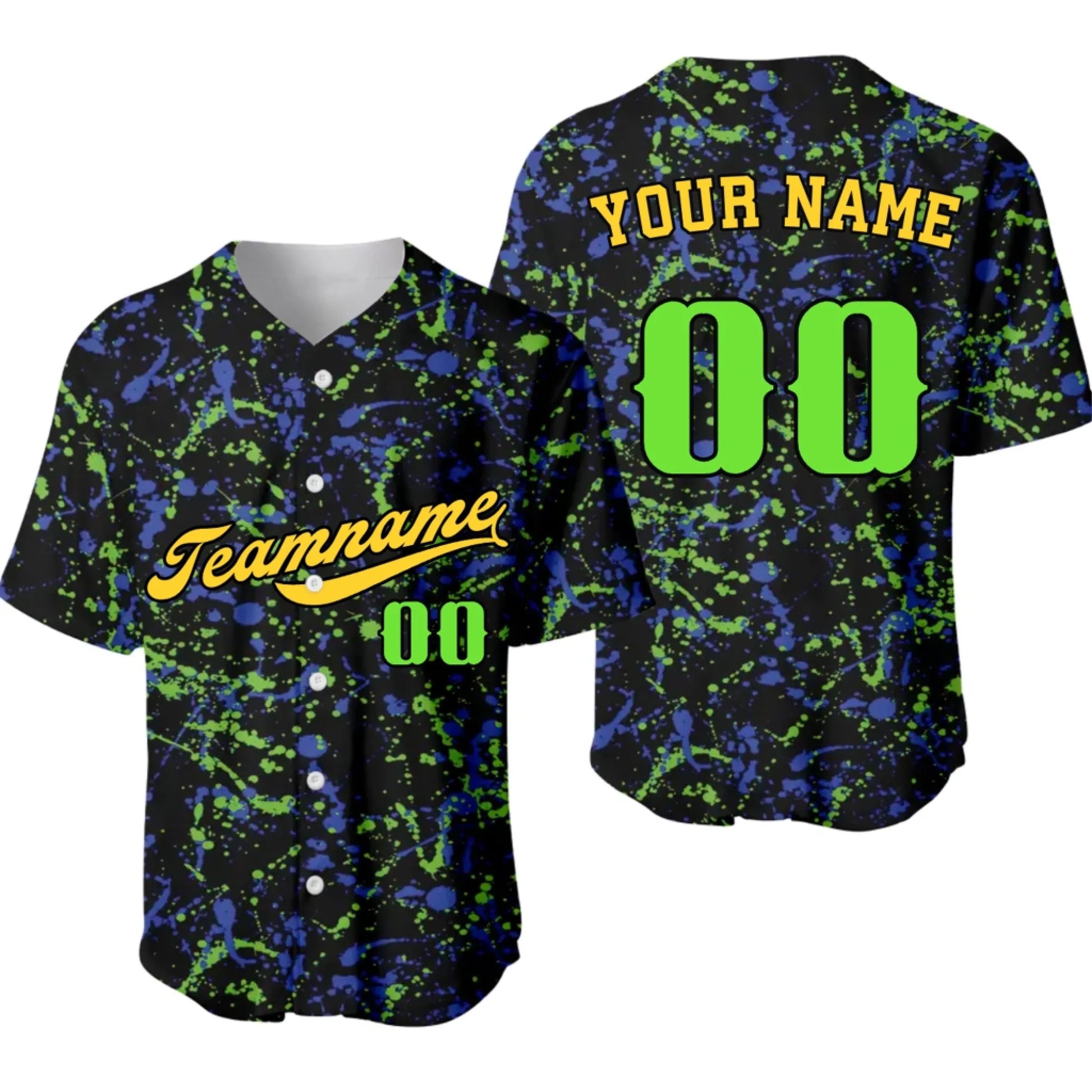 Custom Paint Splatter Baseball Jersey – Personalized Baseball Jersey with Team Name & Number-3
