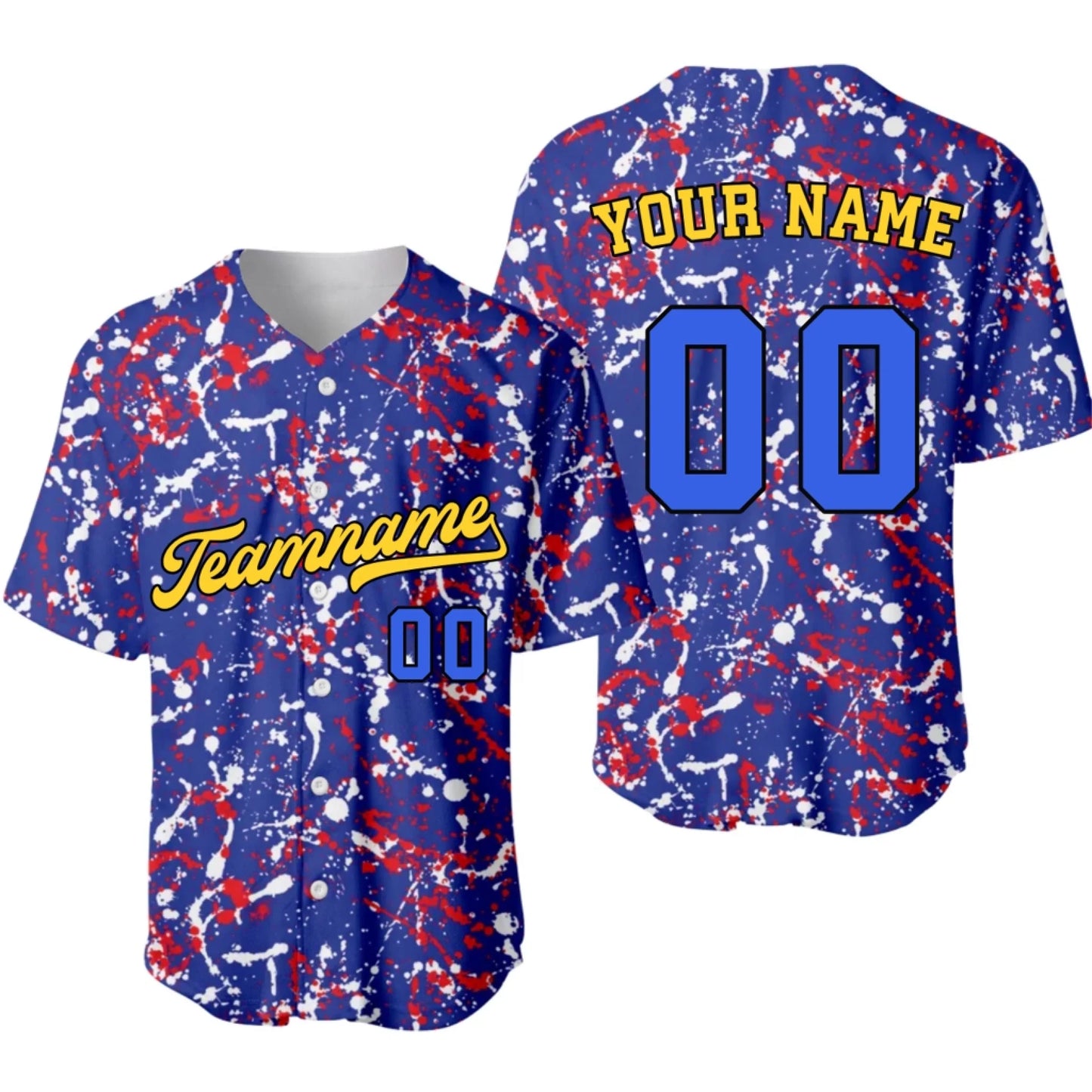 Custom Paint Splatter Baseball Jersey – Personalized Baseball Jersey with Team Name & Number-1