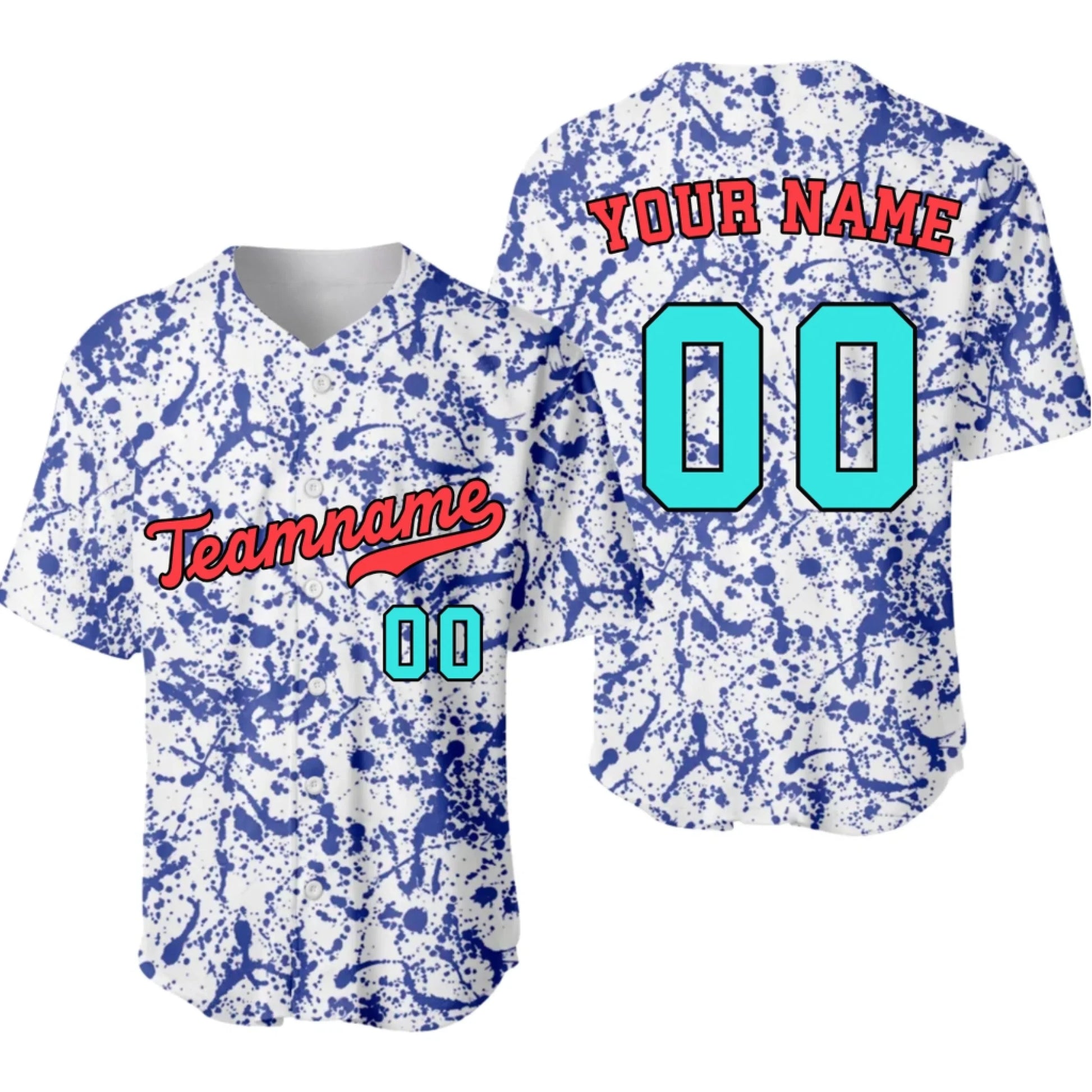 Custom Paint Splatter Baseball Jersey – Personalized Baseball Jersey with Team Name & Number