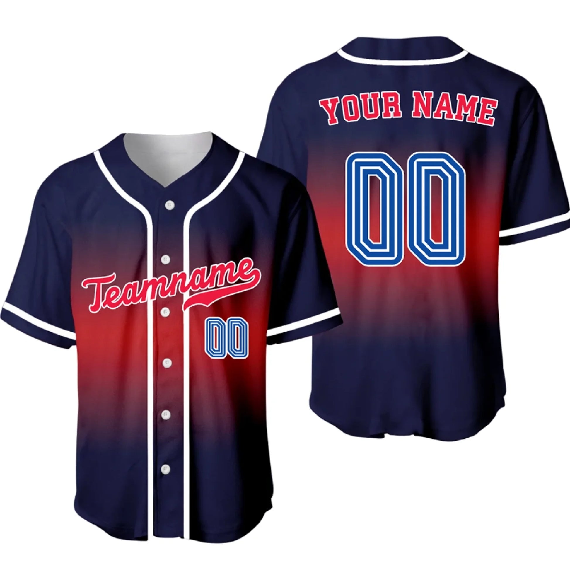 Custom Baseball Jersey – Personalized Gradient Baseball Jersey with Name & Number