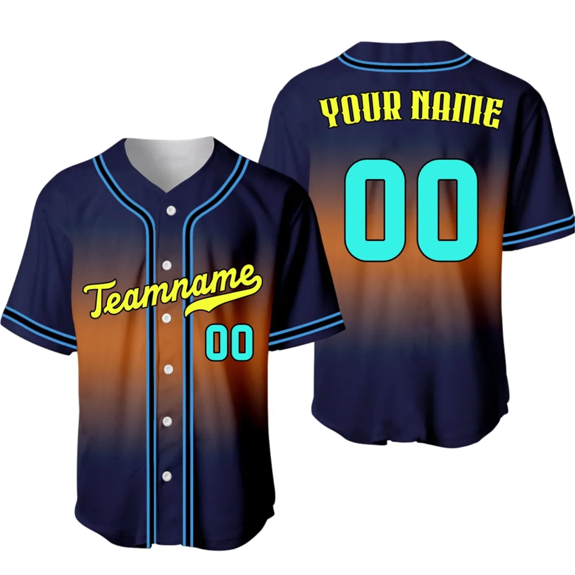 Custom Baseball Jersey – Personalized Gradient Baseball Jersey with Name & Number-3