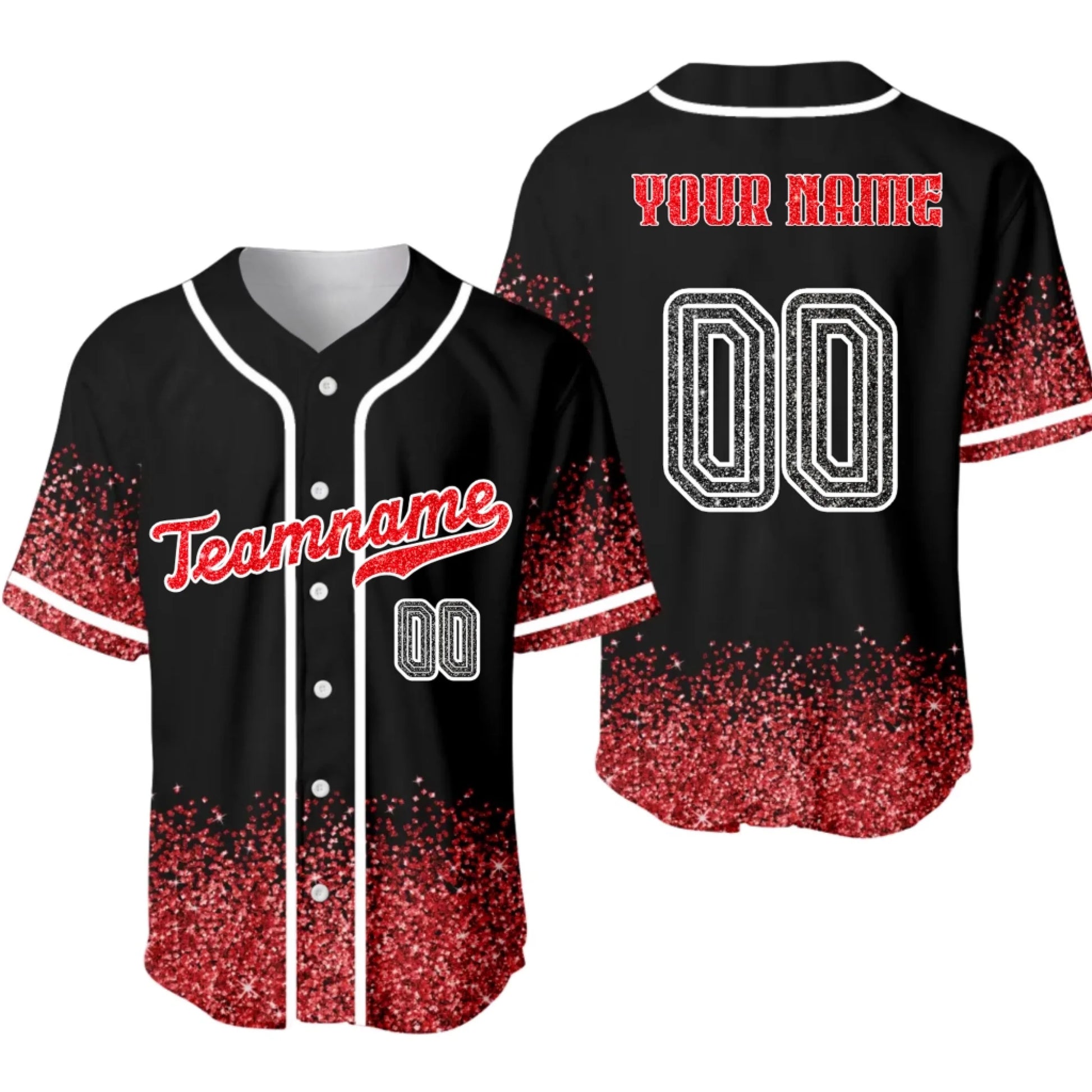 Custom Baseball Jersey – Personalized Glitter Printed  Baseball Jersey with Name & Number