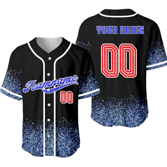 Custom Baseball Jersey – Personalized Glitter Printed  Baseball Jersey with Name & Number