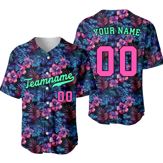 Custom Hawaiian Neon Baseball Jersey – Personalized Baseball Jersey with Name & Number