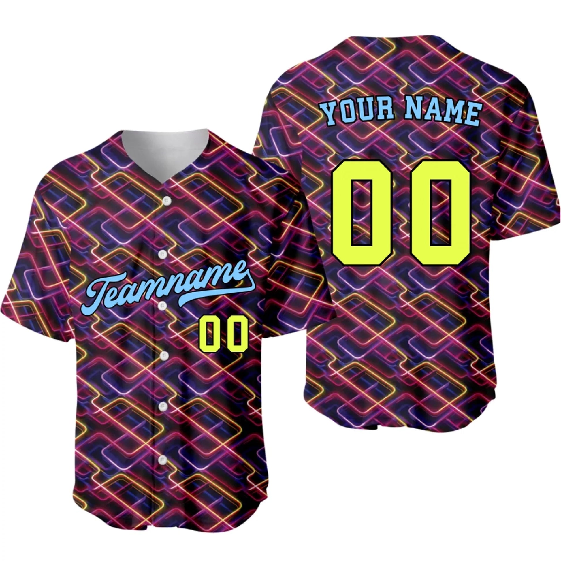 Custom 90s Neon Baseball Jersey – Personalized Baseball Jersey with Name & Number-3