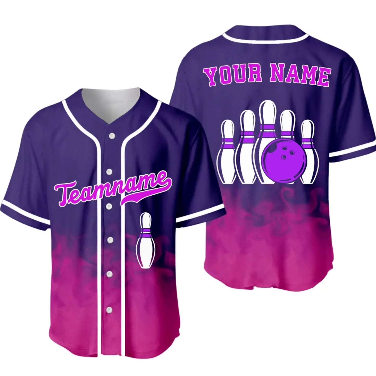 Personalized Flames Bowling Team Baseball Jersey – Custom Name & Team Bowling Jersey-1