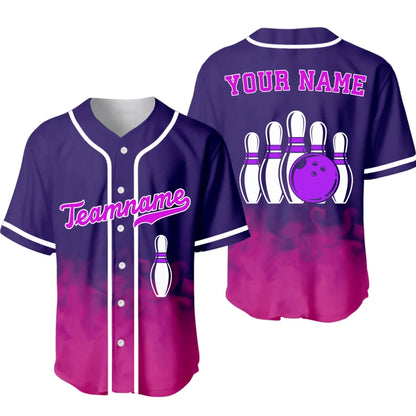 Personalized Flames Bowling Team Baseball Jersey – Custom Name & Team Bowling Jersey-1