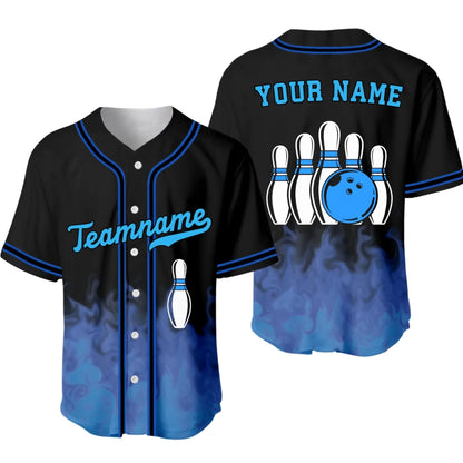 Personalized Flames Bowling Team Baseball Jersey – Custom Name & Team Bowling Jersey