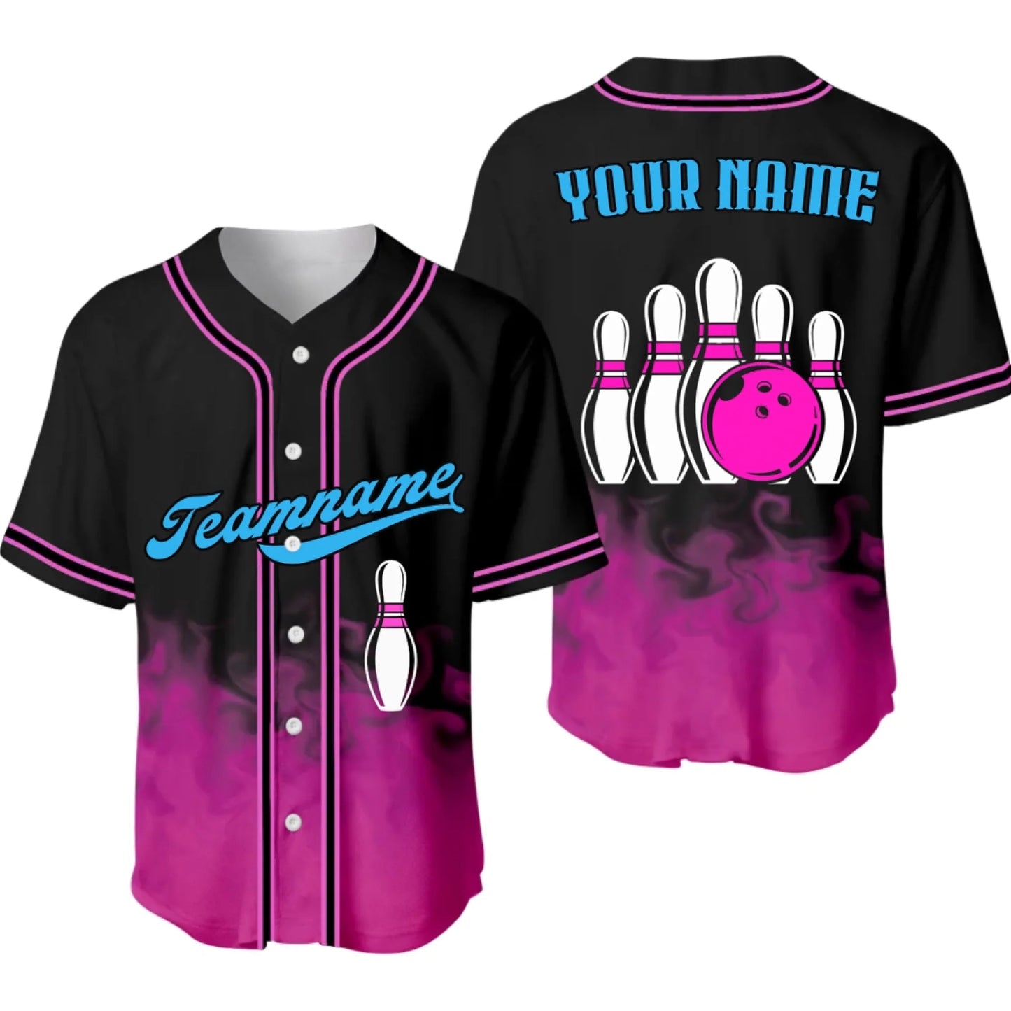 Personalized Flames Bowling Team Baseball Jersey – Custom Name & Team Bowling Jersey-4