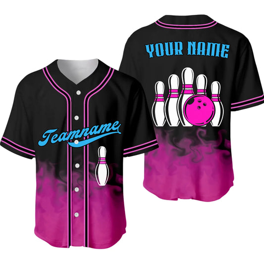 Personalized Flames Bowling Team Baseball Jersey – Custom Name & Team Bowling Jersey