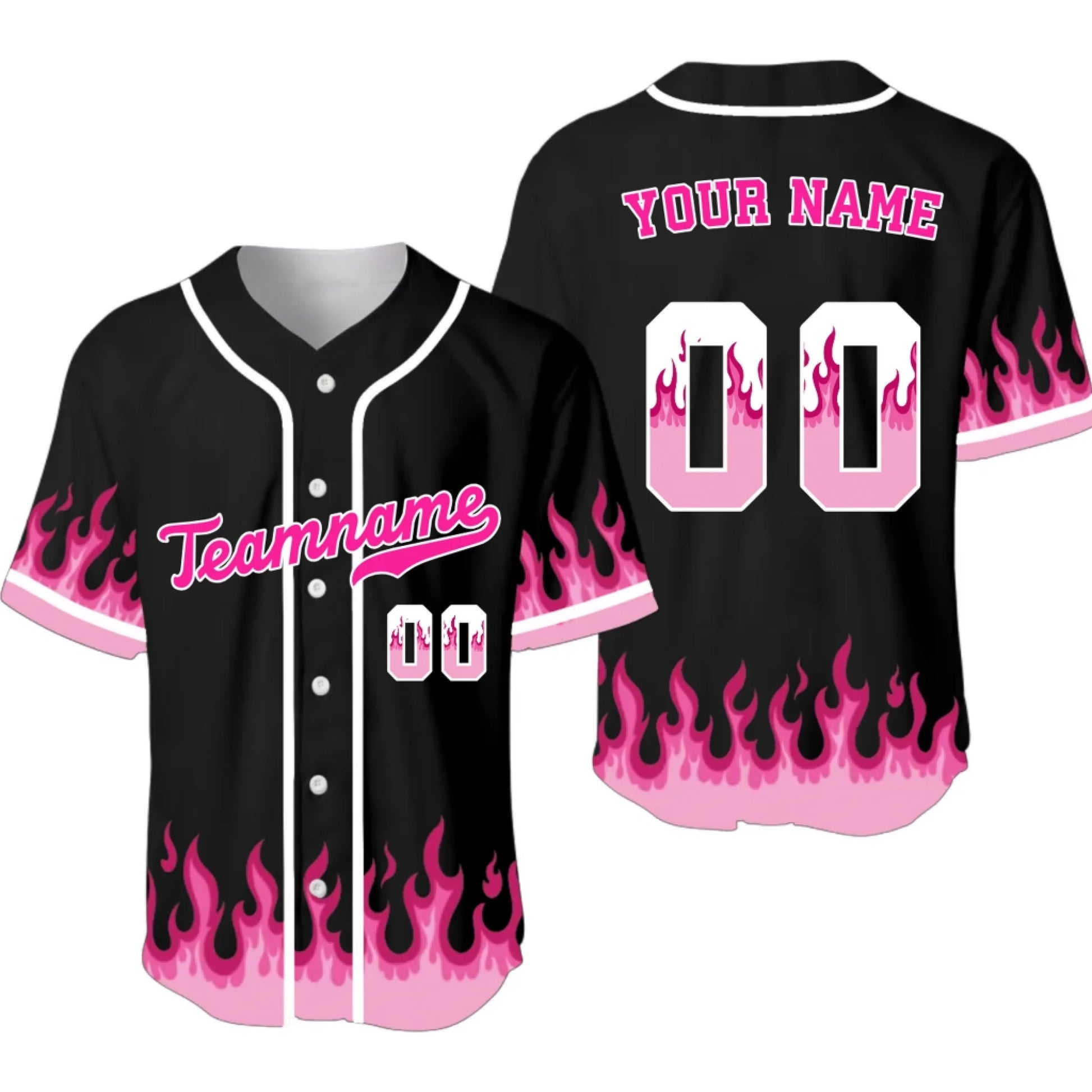 Custom Fire Flames Baseball Jersey – Personalized Baseball Jersey with Team Name & Number-1