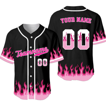 Custom Fire Flames Baseball Jersey – Personalized Baseball Jersey with Team Name & Number-1