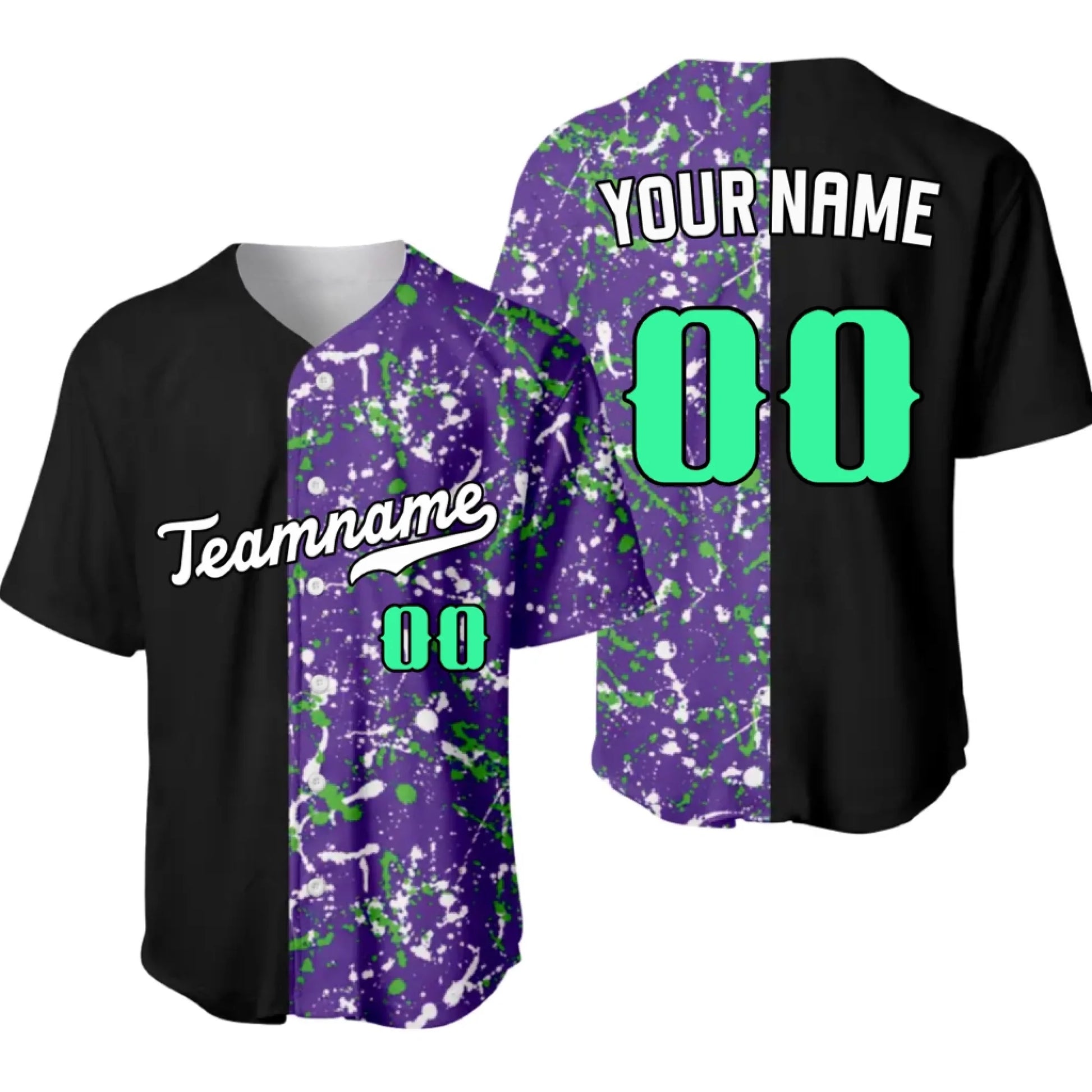 Personalized Paint Splatter Baseball Jersey – Custom Baseball Jersey with Your Name & Number-4