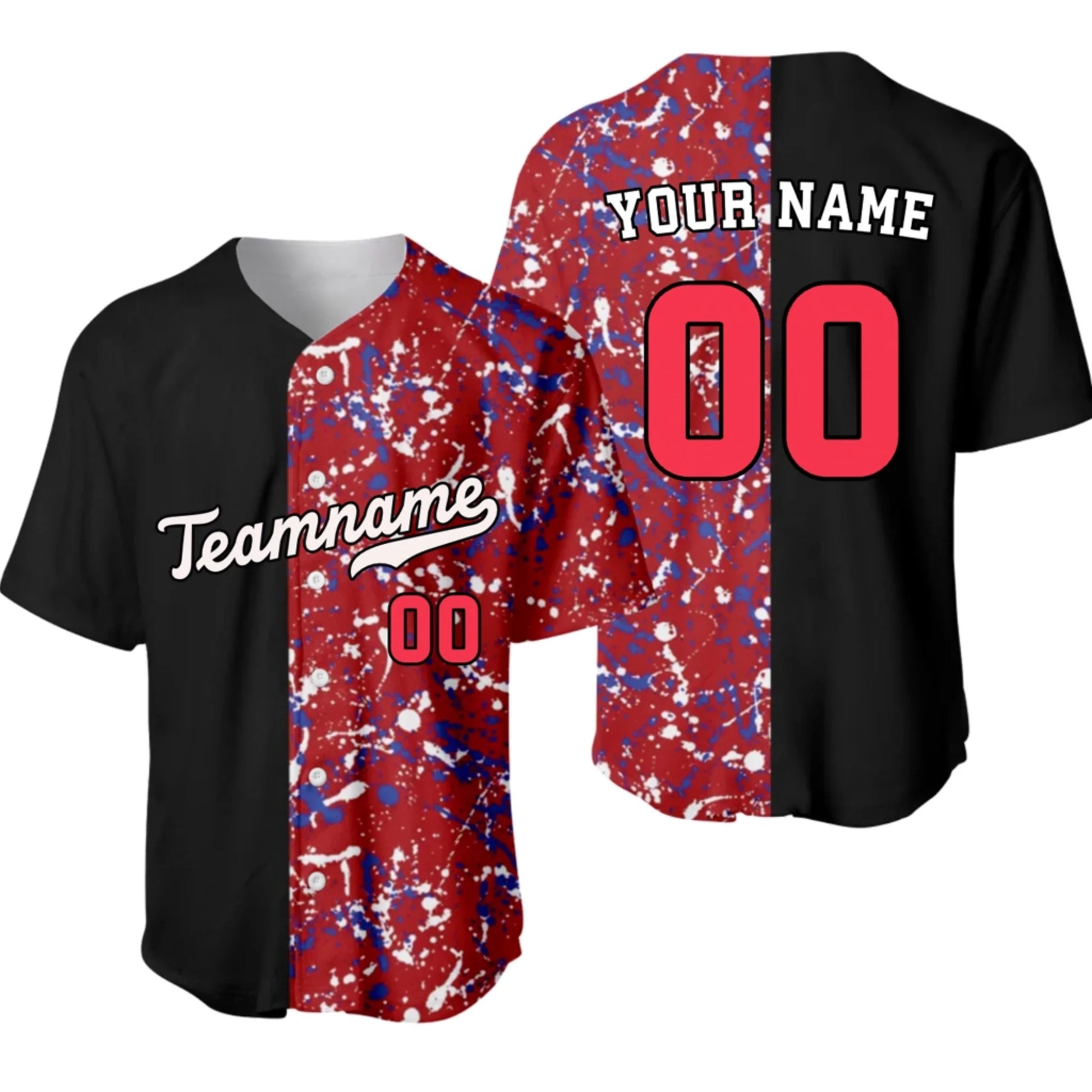Personalized Paint Splatter Baseball Jersey – Custom Baseball Jersey with Your Name & Number