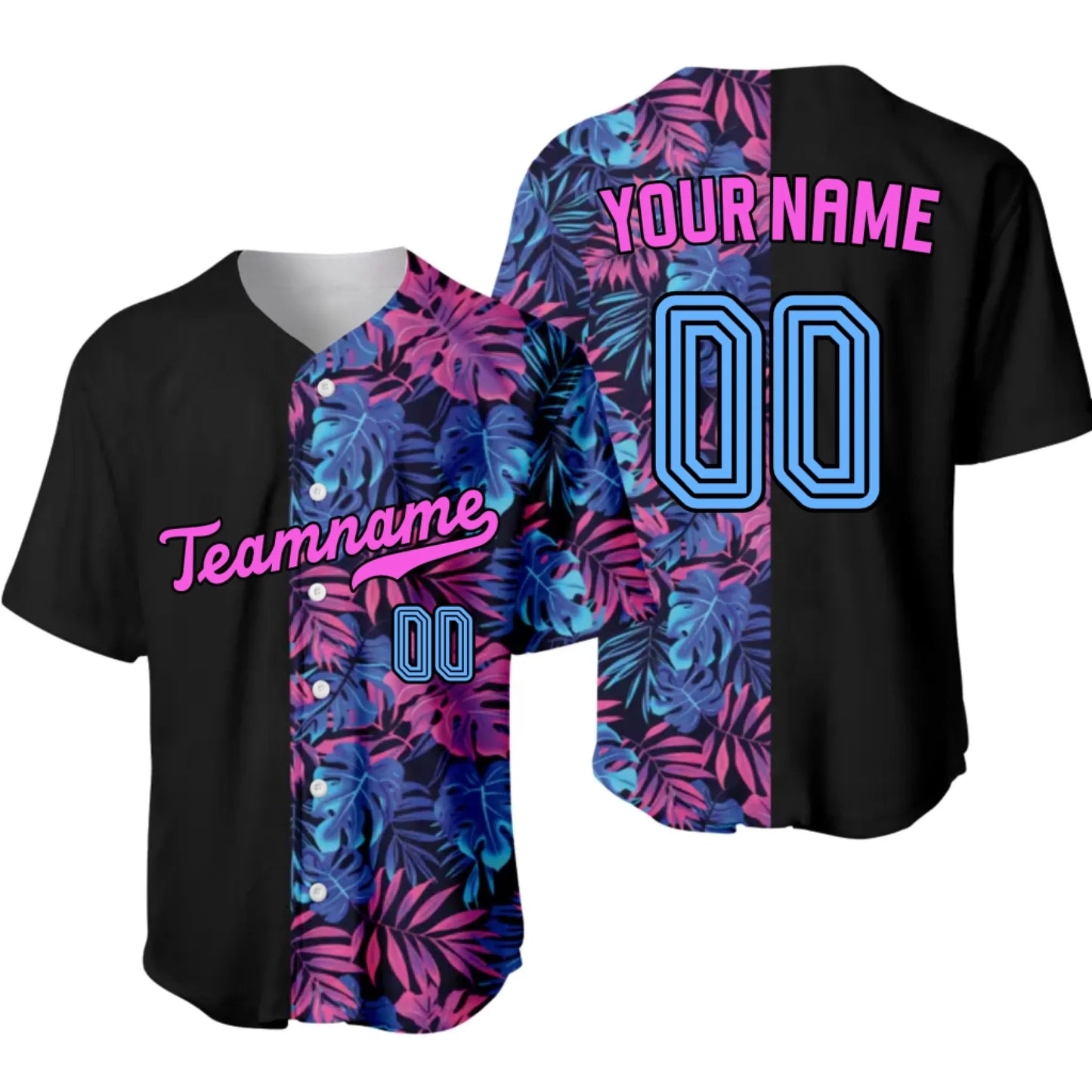 Personalized Tropical Baseball Jersey – Custom Baseball Jersey with Your Name & Number-1