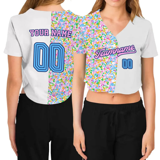 Custom Floral Cropped Baseball Jersey  – Personalized Cropped Baseball Jersey For Teen Girl Women