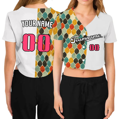 Custom Retro Midcentury Cropped Baseball Jersey  – Personalized Cropped Baseball Jersey For Teen Girl Women