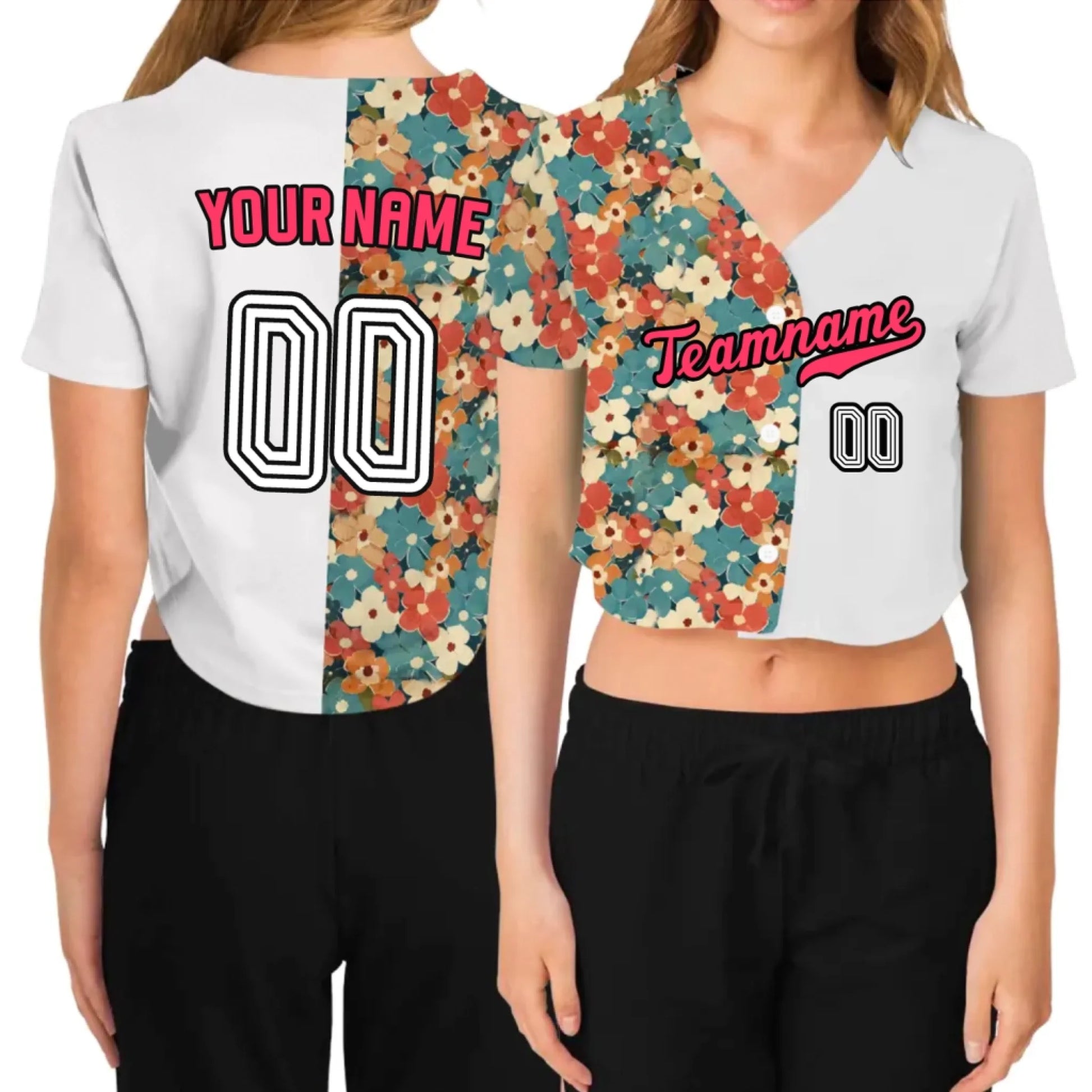 Custom Retro Midcentury Cropped Baseball Jersey  – Personalized Cropped Baseball Jersey For Teen Girl Women