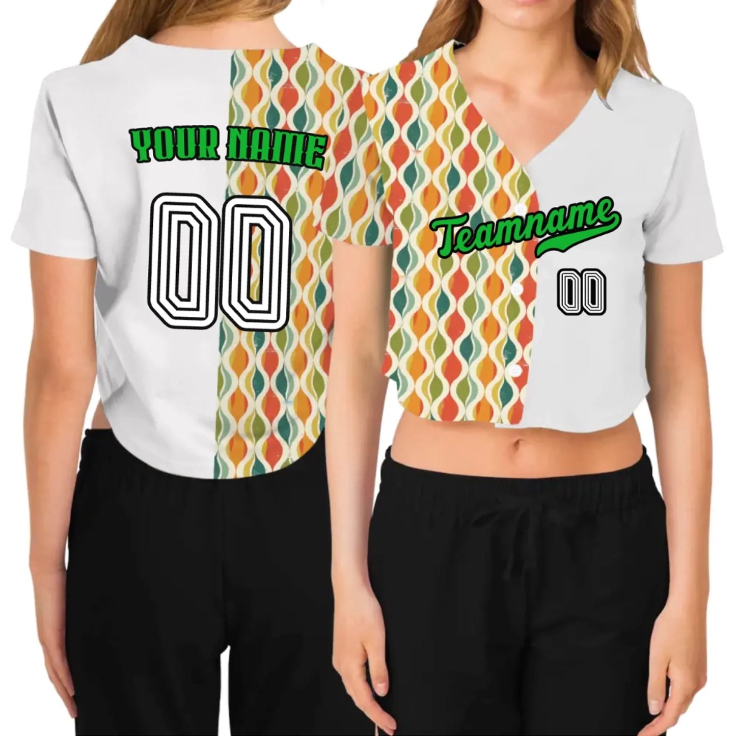 Custom Retro Midcentury Cropped Baseball Jersey  – Personalized Cropped Baseball Jersey For Teen Girl Women-1