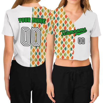 Custom Retro Midcentury Cropped Baseball Jersey  – Personalized Cropped Baseball Jersey For Teen Girl Women-1