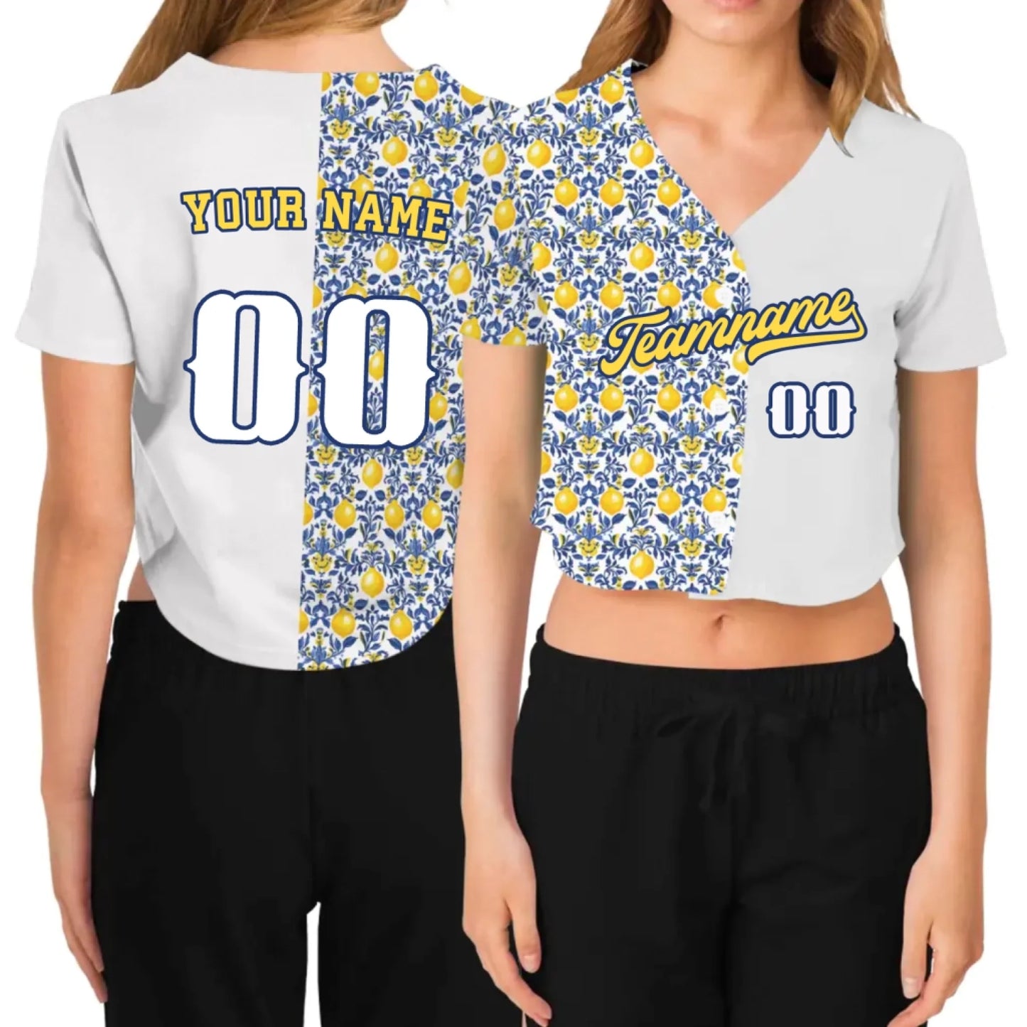 Custom Mediterranean Cropped Baseball Jersey  – Personalized Cropped Baseball Jersey For Teen Girl Women-4