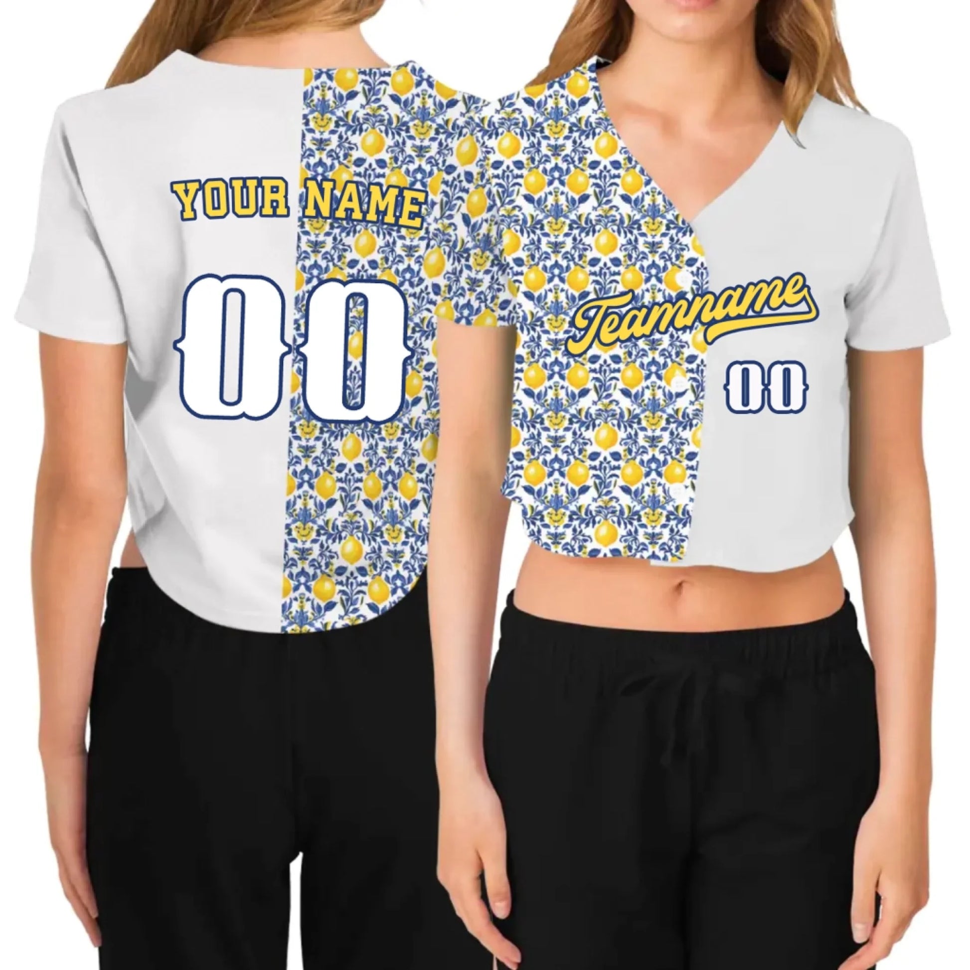 Custom Mediterranean Cropped Baseball Jersey  – Personalized Cropped Baseball Jersey For Teen Girl Women-4