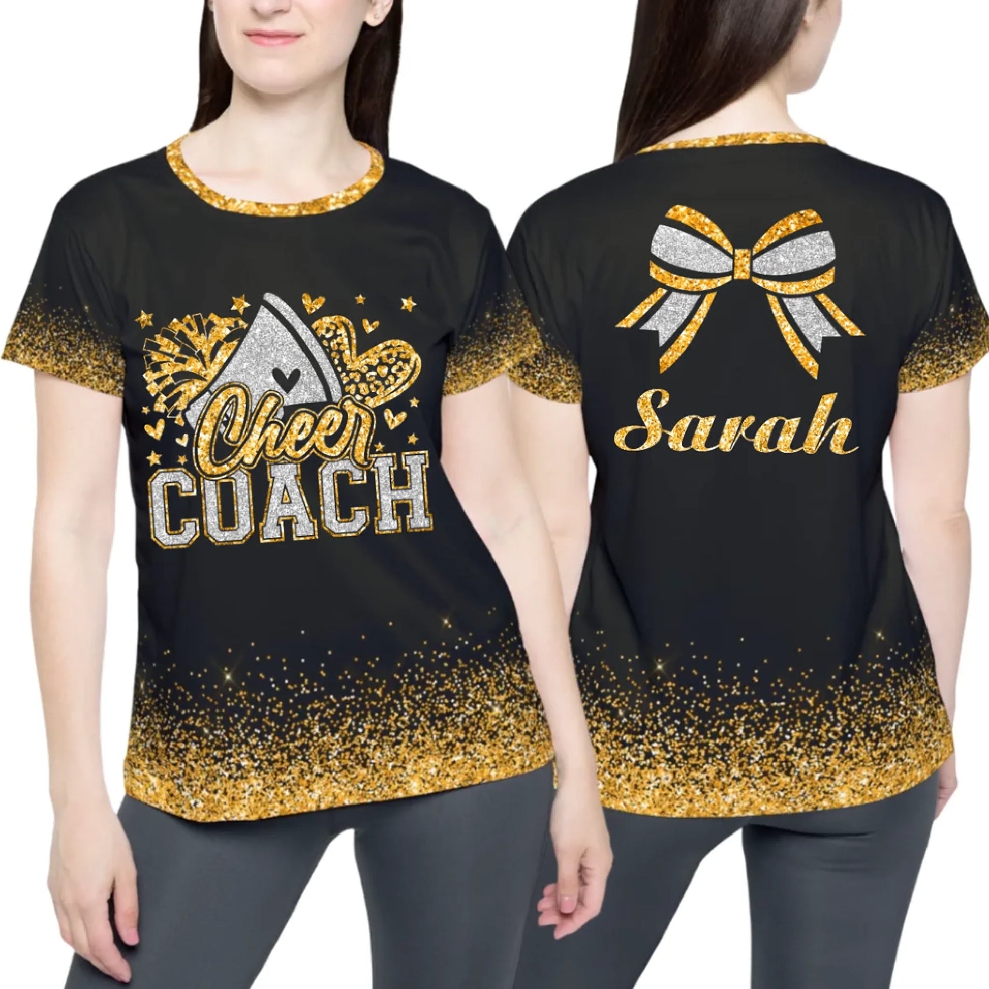 Personalized Glitter Cheer Coach T-Shirt – Custom Cheer Coach T-Shirt with Name & Colors-3