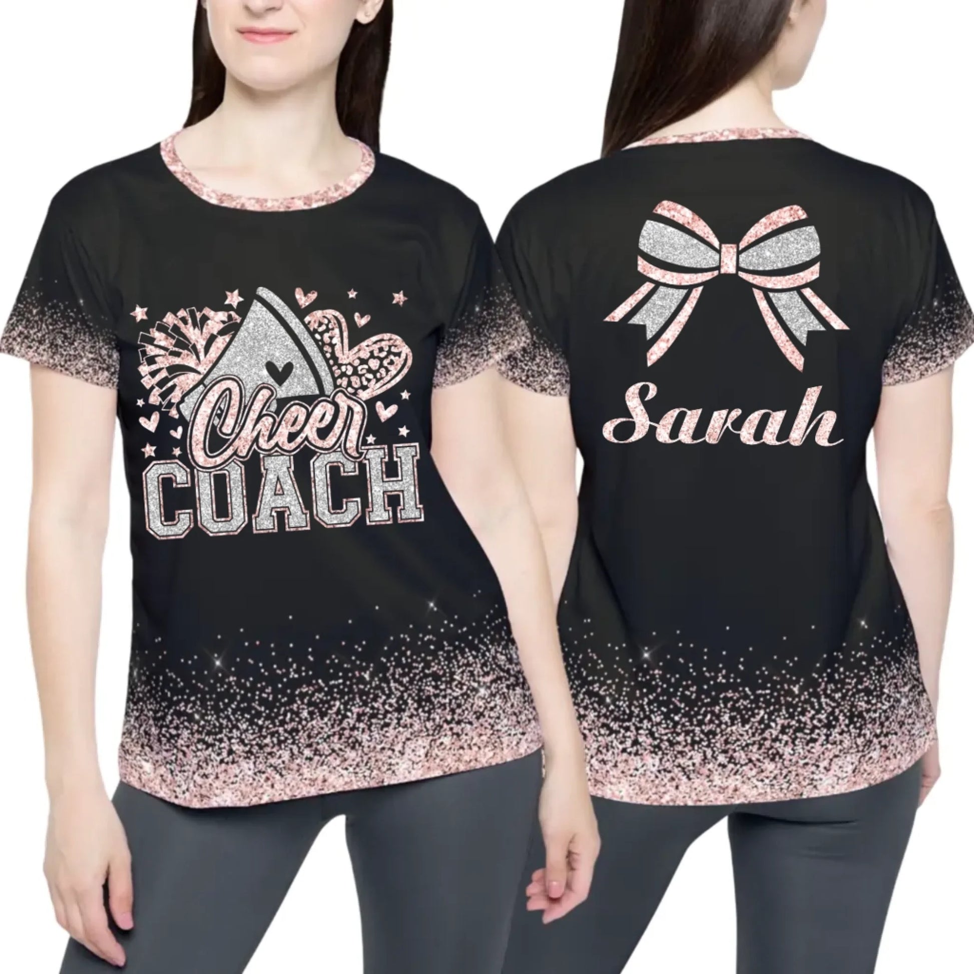 Personalized Glitter Cheer Coach T-Shirt – Custom Cheer Coach T-Shirt with Name & Colors-2