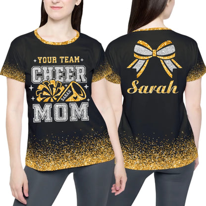 Personalized Glitter Cheer Mom T-Shirt – Custom Cheer Mom T-Shirt with Name & Colors-3